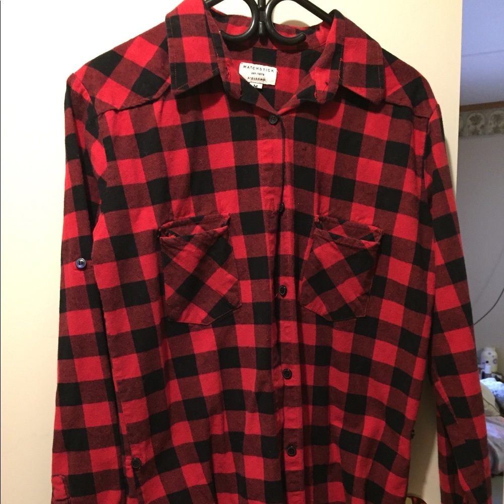 Red and black pin up flannel